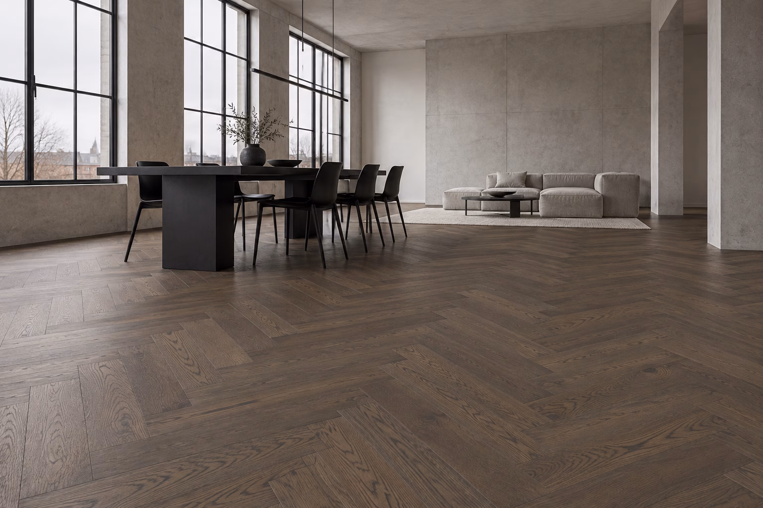 Stöckl Fischgrät EPICO modern 140 Colourline Räuchereiche Charakter Basalt gebürstet gefast geölt – Bild 3